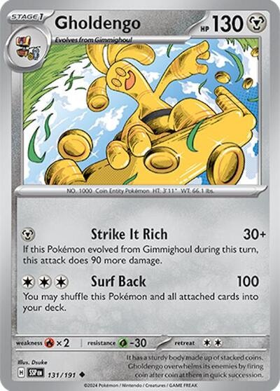 Gholdengo (SSP) #131/191 Uncommon (Reverse Holofoil Lightly Played) SV08: Surging Sparks Pokemon: 2024