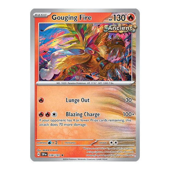 Gouging Fire (SSP) #038/191 Rare (Reverse Holofoil Near Mint) SV08: Surging Sparks Pokemon: 2024