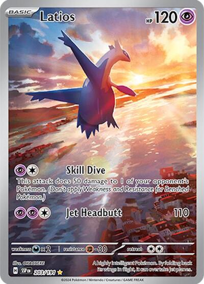 Latios 203 191 (SSP) #203/191 Illustration Rare (Holofoil Near Mint) SV08: Surging Sparks Pokemon: 2024