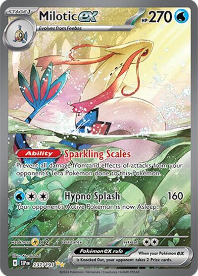 Milotic ex 237 191 (SSP) #237/191 Special Illustration Rare (Holofoil Near Mint) SV08: Surging Sparks Pokemon: 2024