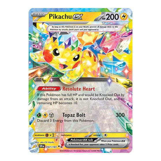 Pikachu ex - 057/191 (SSP) #057/191 Double Rare (Holofoil Near Mint) SV08: Surging Sparks Pokemon: 2024