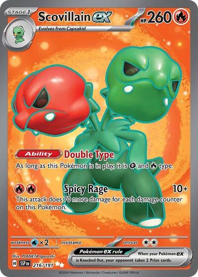 Scovillain ex 216 191 (SSP) #216/191 Ultra Rare (Holofoil Near Mint) SV08: Surging Sparks Pokemon: 2024