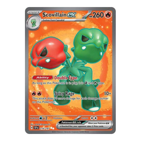 Scovillain ex - 216/191 (SSP) #216/191 Ultra Rare (Holofoil Near Mint) SV08: Surging Sparks Pokemon: 2024