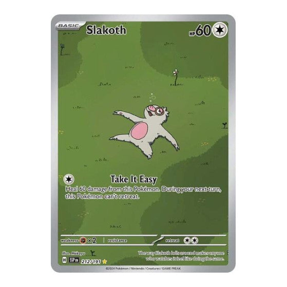 Slakoth - 212/191 (SSP) #212/191 Illustration Rare (Holofoil Near Mint) SV08: Surging Sparks Pokemon: 2024