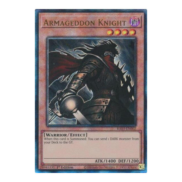 Armageddon Knight (PUR) (RA03) #RA03-EN002 Prismatic Ultimate Rare (1st Edition Near Mint) Quarter Century Bonanza YuGiOh: 2024