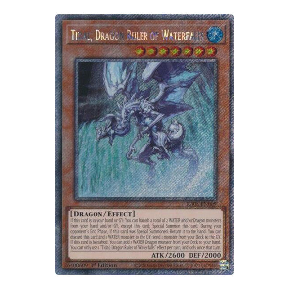 Tidal, Dragon Ruler of Waterfalls (Platinum Secret Rare) (RA03) #RA03-EN009 Platinum Secret Rare (1st Edition Lightly Played) Quarter Century Bonanza YuGiOh: 2024