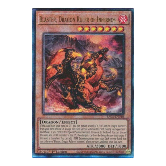 Blaster, Dragon Ruler of Infernos (PUR) (RA03) #RA03-EN010 Prismatic Ultimate Rare (1st Edition Near Mint) Quarter Century Bonanza YuGiOh: 2024
