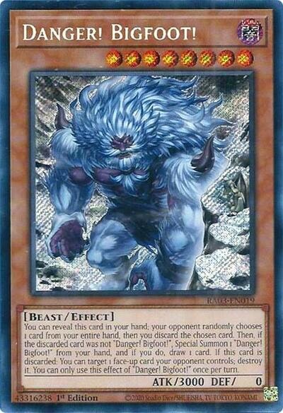 Danger Bigfoot Alternate Art Secret Rare (RA03) #RA03-EN019 Secret Rare (1st Edition Near Mint) Quarter Century Bonanza YuGiOh: 2024