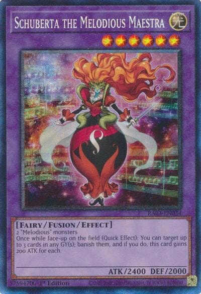 Schuberta the Melodious Maestra PCR (RA03) #RA03-EN034 Prismatic Collector's Rare (1st Edition Near Mint) Quarter Century Bonanza YuGiOh: 2024