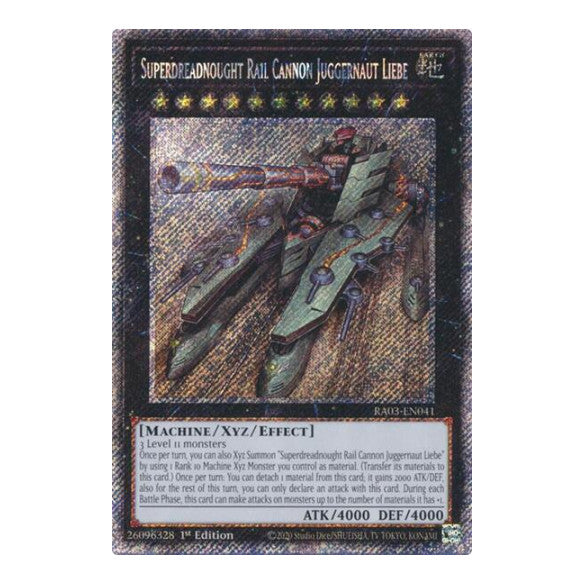 Superdreadnought Rail Cannon Juggernaut Liebe (Platinum Secret Rare) (RA03) #RA03-EN041 Platinum Secret Rare (1st Edition Near Mint) Quarter Century Bonanza YuGiOh: 2024