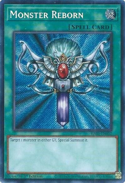 Monster Reborn Secret Rare (RA03) #RA03-EN052 Secret Rare (1st Edition Near Mint) Quarter Century Bonanza YuGiOh: 2024