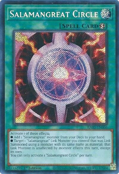 Salamangreat Circle Secret Rare (RA03) #RA03-EN066 Secret Rare (1st Edition Near Mint) Quarter Century Bonanza YuGiOh: 2024