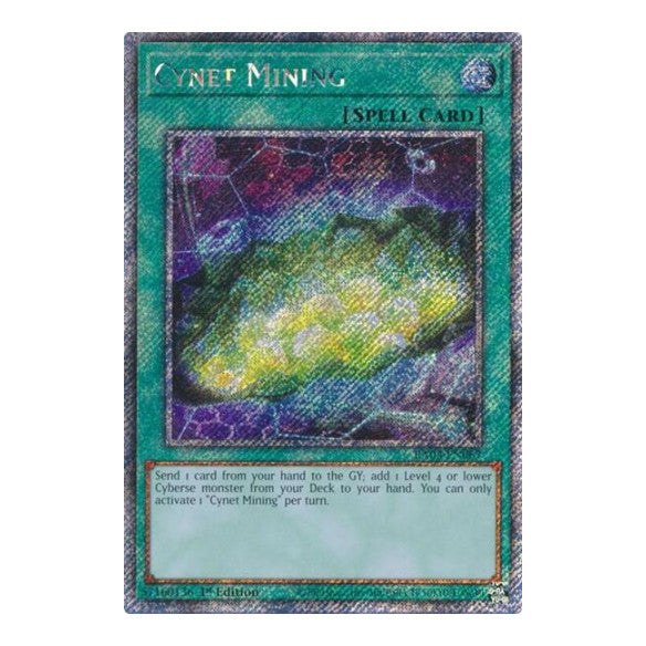 Cynet Mining (Platinum Secret Rare) (RA03) #RA03-EN067 Platinum Secret Rare (1st Edition Near Mint) Quarter Century Bonanza YuGiOh: 2024