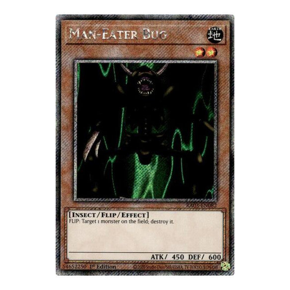 Man-Eater Bug (Platinum Secret Rare) (RA03) #RA03-EN082 Platinum Secret Rare (1st Edition Lightly Played) Quarter Century Bonanza YuGiOh: 2024