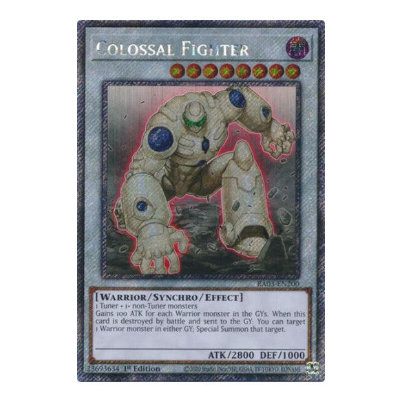Colossal Fighter (Platinum Secret Rare) (RA03) #RA03-EN200 Platinum Secret Rare (1st Edition Near Mint) Quarter Century Bonanza YuGiOh: 2024