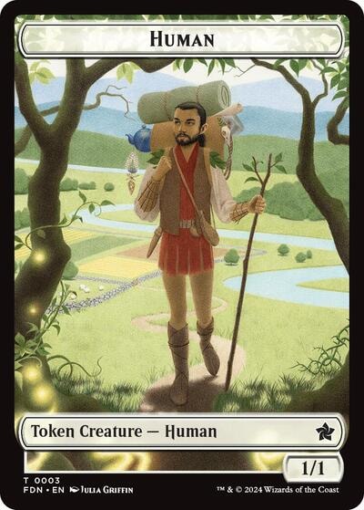 Human Knight Double Sided Token (FDN) #3 // 4 T (Lightly Played) Foundations Magic: The Gathering: 2024
