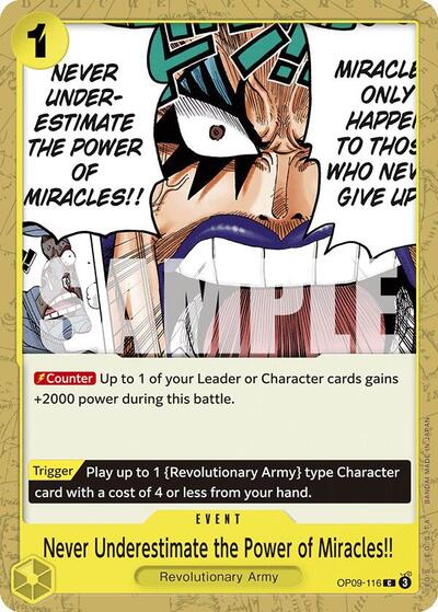 Never Underestimate the Power of Miracles (OP09) #OP09-116 Common (Near Mint) Emperors in the New World One Piece Card Game: 2024