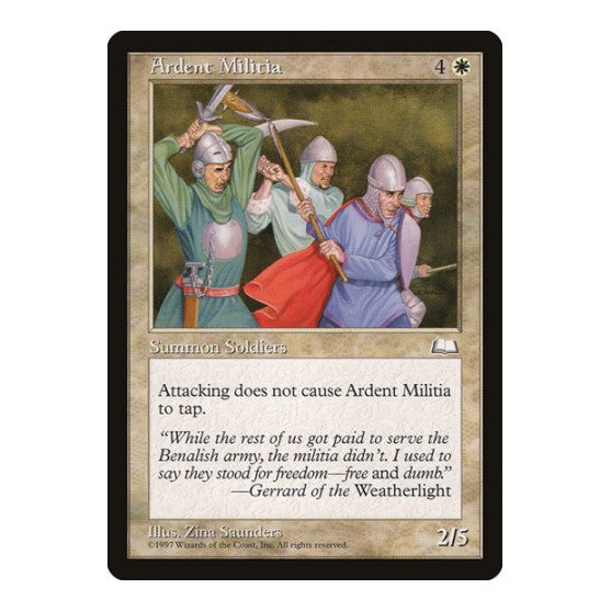 Ardent Militia (WTH) #5 Common (Lightly Played) Weatherlight Magic: The Gathering: 1997