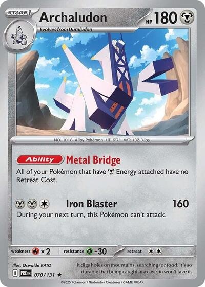 Archaludon (PRE) #070/131 Rare (Reverse Holofoil Moderately Played) SV: Prismatic Evolutions Pokemon: 2025
