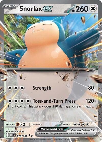 Snorlax ex (PRE) #076/131 Double Rare (Holofoil Near Mint) SV: Prismatic Evolutions Pokemon: 2025