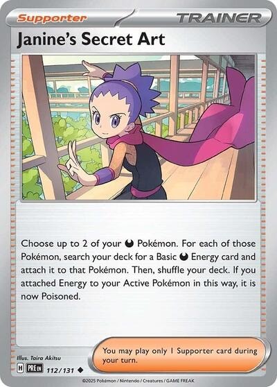 Janine's Secret Art - 112/131 (PRE) #112/131 Uncommon (Reverse Holofoil Moderately Played) SV: Prismatic Evolutions Pokemon: 2025