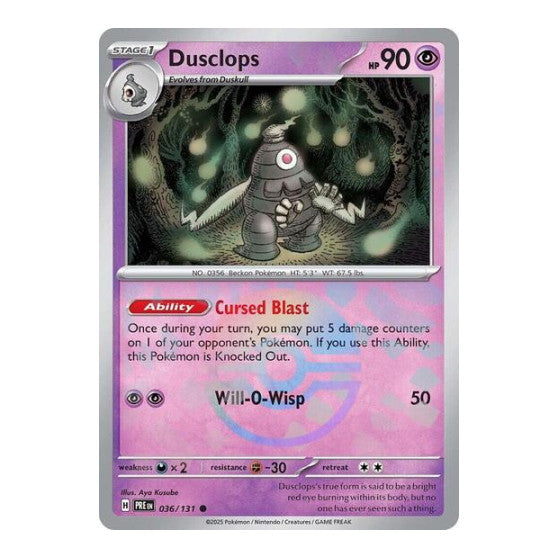 Dusclops (Poke Ball Pattern) (PRE) #036/131 Common SV: Prismatic Evolutions Pokemon: 2025
