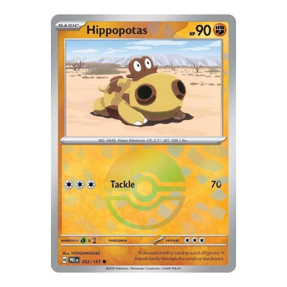 Hippopotas (Poke Ball Pattern) (PRE) #052/131 Common (Holofoil Near Mint) SV: Prismatic Evolutions Pokemon: 2025