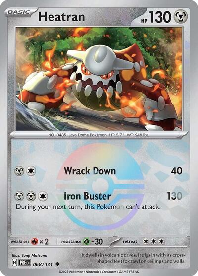 Heatran Poke Ball Pattern (PRE) #068/131 Uncommon (Holofoil Near Mint) SV: Prismatic Evolutions Pokemon: 2025