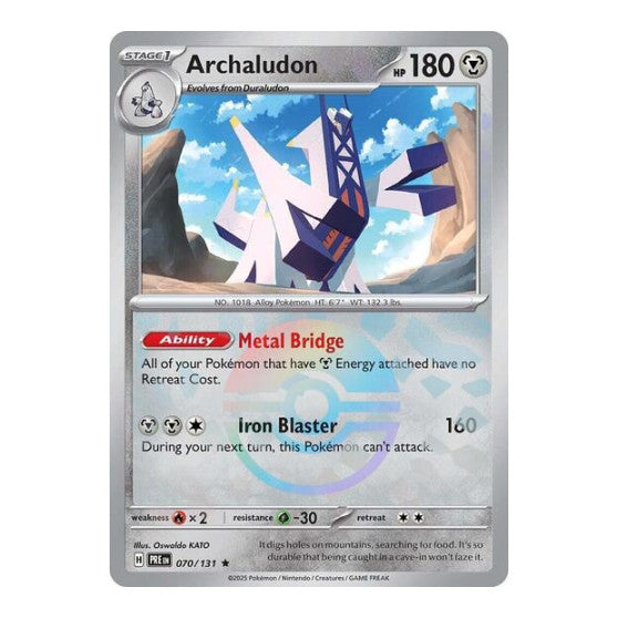 Archaludon (Poke Ball Pattern) (PRE) #070/131 Rare (Holofoil Near Mint) SV: Prismatic Evolutions Pokemon: 2025