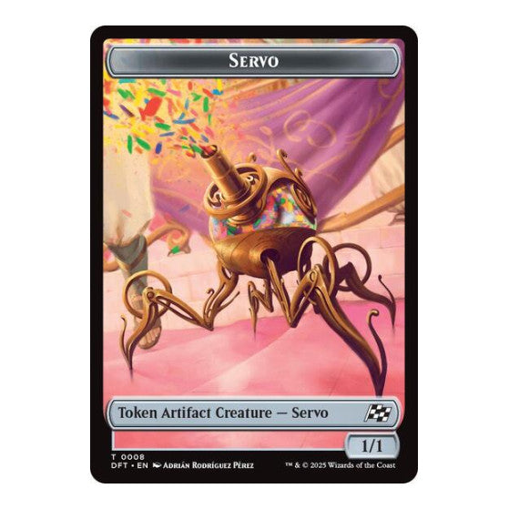 Servo // Thopter (0009) Double-Sided Token (DFT) #8 // 9 Token (Foil Near Mint) Aetherdrift Magic: The Gathering: 2025
