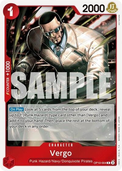 Vergo (OP10) #OP10-004 Rare (Foil Lightly Played) Royal Blood One Piece Card Game: 2025