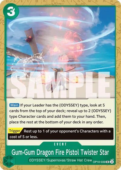 Gum Gum Dragon Fire Pistol Twister Star (OP10) #OP10-039 Uncommon (Near Mint) Royal Blood One Piece Card Game: 2025
