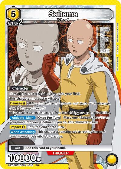 Saitama 018 (UE06BT) #UE06BT/OPM-1-018 Super Rare (Foil Near Mint) UE06BT: One Punch Man Union Arena: 2025