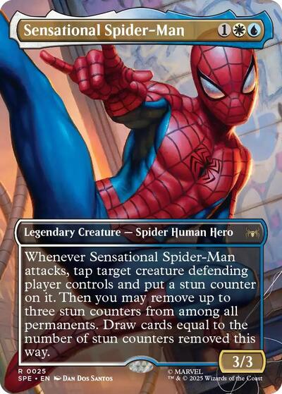 Sensational Spider Man Borderless (SPE) #25 Rare (Foil Near Mint) Marvel's Spider-Man: Eternal-Legal Magic: The Gathering: 2025