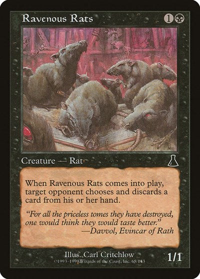 Ravenous Rats (UDS) #68 Common (Moderately Played) Urza's Destiny Magic: The Gathering: 1999