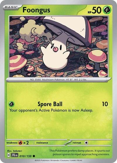 Foongus (JTG) #010/159 Common (Near Mint) SV09: Journey Together Pokemon: 2025