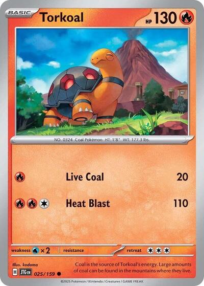 Torkoal (JTG) #025/159 Common (Near Mint) SV09: Journey Together Pokemon: 2025