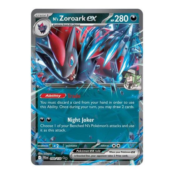 N's Zoroark ex - 098/159 (JTG) #098/159 Double Rare (Holofoil Near Mint) SV09: Journey Together Pokemon: 2025