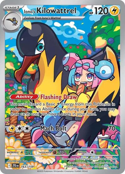 Ionos Kilowattrel 163 159 (JTG) #163/159 Illustration Rare (Holofoil Near Mint) SV09: Journey Together Pokemon: 2025