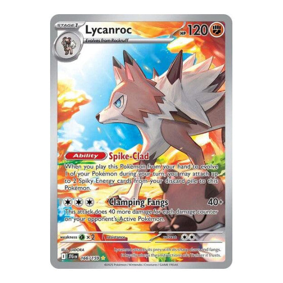 Lycanroc - 166/159 (JTG) #166/159 Illustration Rare (Holofoil Near Mint) SV09: Journey Together Pokemon: 2025
