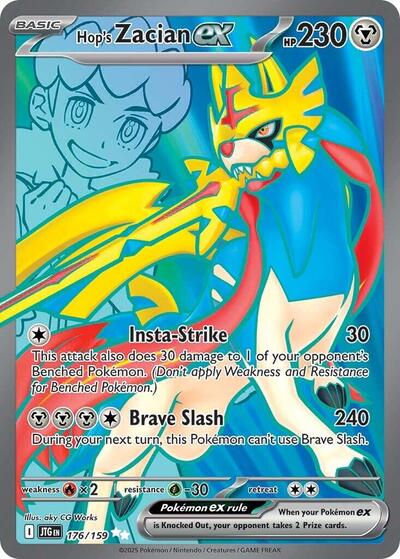 Hops Zacian ex 176 159 (JTG) #176/159 Ultra Rare (Holofoil Near Mint) SV09: Journey Together Pokemon: 2025