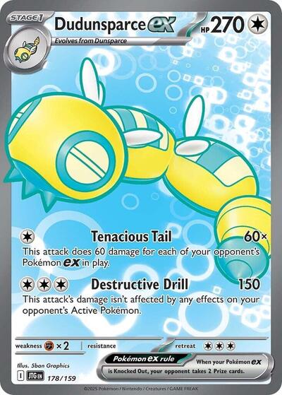 Dudunsparce ex 178 159 (JTG) #178/159 Ultra Rare (Holofoil Near Mint) SV09: Journey Together Pokemon: 2025