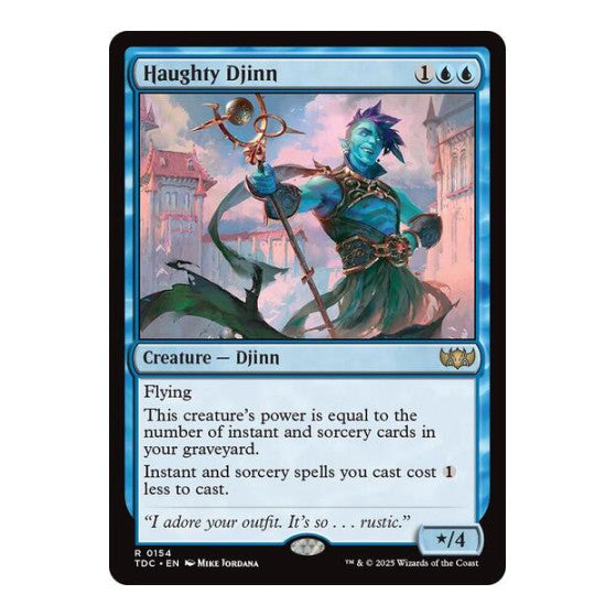 Haughty Djinn (TDC) #154 Rare (Damaged) Commander: Tarkir: Dragonstorm Magic: The Gathering: 2025