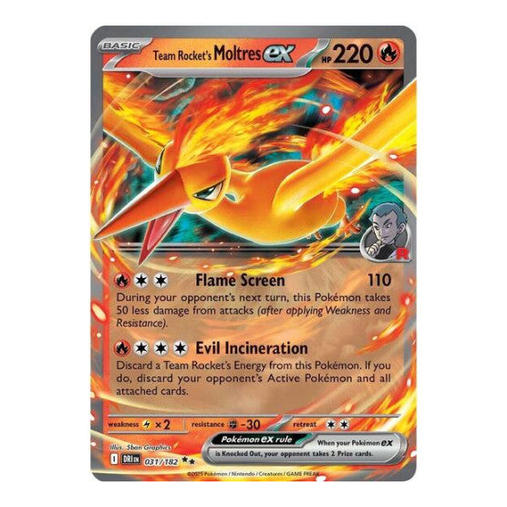 Team Rocket's Moltres ex (DRI) #031/182 Double Rare (Holofoil Lightly Played) SV10: Destined Rivals Pokemon: 2025
