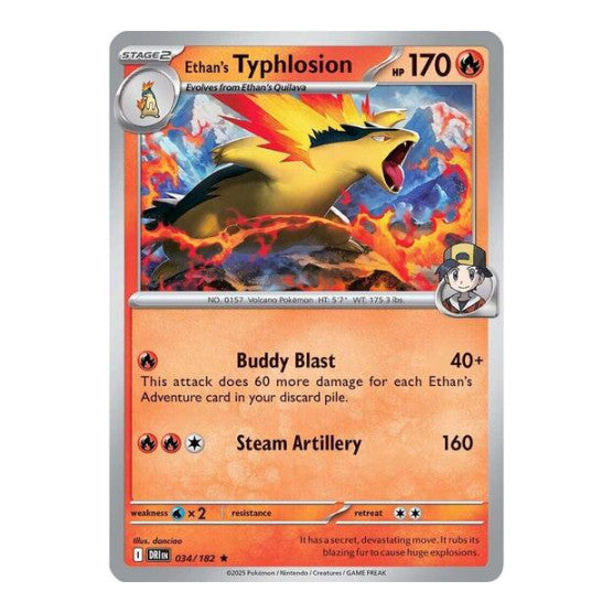 Ethan's Typhlosion (DRI) #034/182 Rare (Holofoil Near Mint) SV10: Destined Rivals Pokemon: 2025