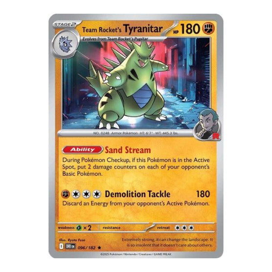 Team Rocket's Tyranitar (DRI) #096/182 Rare (Holofoil Near Mint) SV10: Destined Rivals Pokemon: 2025