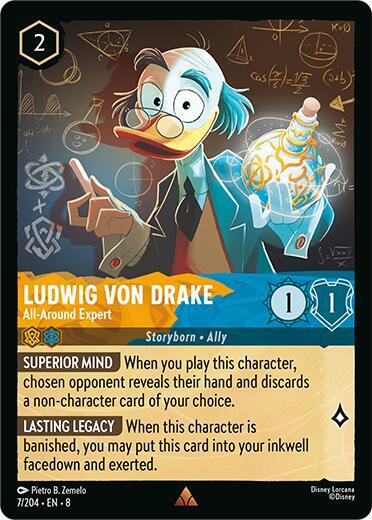 Ludwig Von Drake - All-Around Expert (8) #7/204 Rare (Near Mint) Reign of Jafar Disney Lorcana: 2025