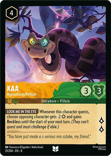 Kaa - Hypnotizing Python (8) #21/204 Uncommon (Near Mint) Reign of Jafar Disney Lorcana: 2025