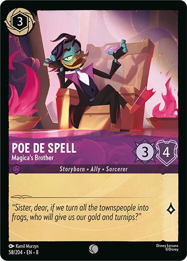 Poe De Spell - Magica's Brother (8) #58/204 Common (Near Mint) Reign of Jafar Disney Lorcana: 2025