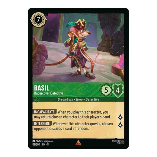Basil - Undercover Detective (8) #86/204 Rare (Cold Foil Near Mint) Reign of Jafar Disney Lorcana: 2025